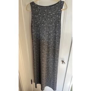 Vtg 90s Gray Floral Maxi Dress M Sleeveless Made in USA Grunge Y2K Outfit JPR